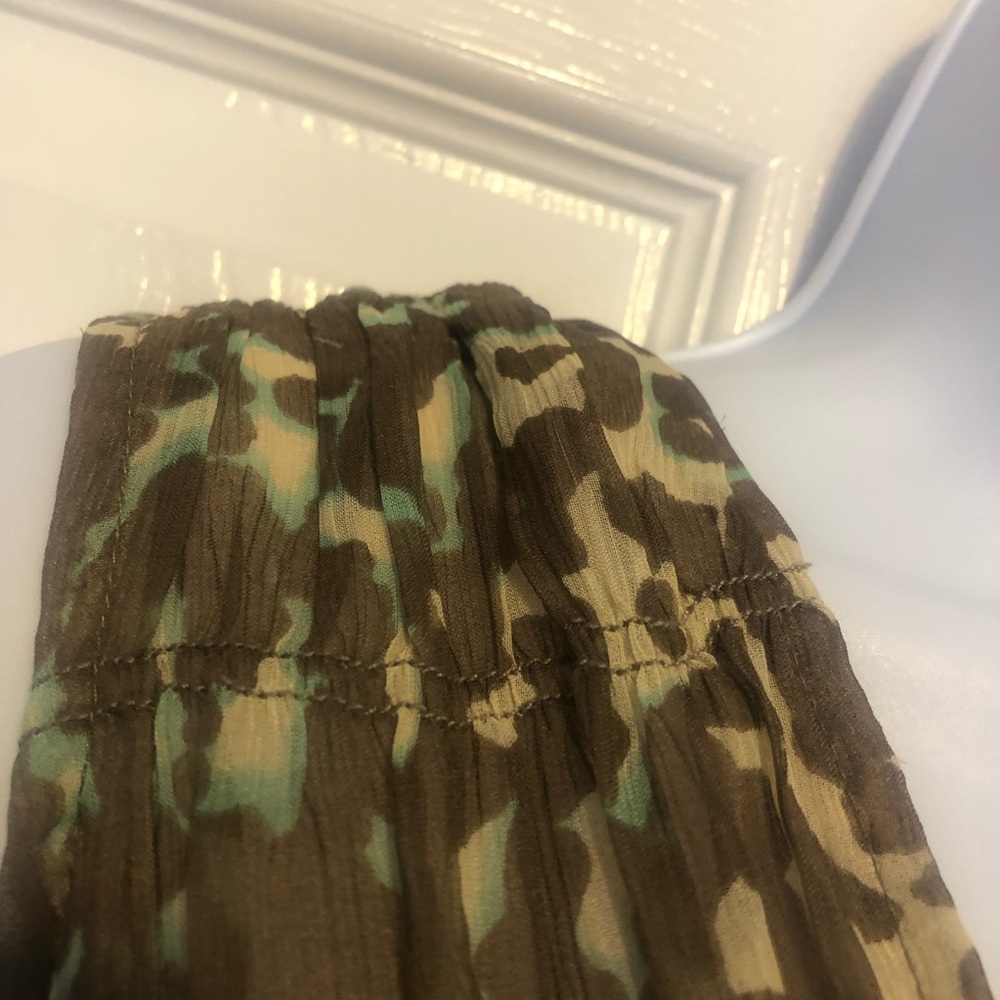 Nanette Lepore Silk Brown/Green Tiered Ruffle Dress 10 - Picture 3 of 13